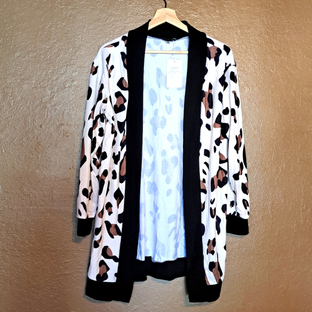Leopard Print Open Front Cardigan Size Medium